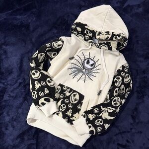 Kids White and Black Jack Skeleton Hooded Sweater